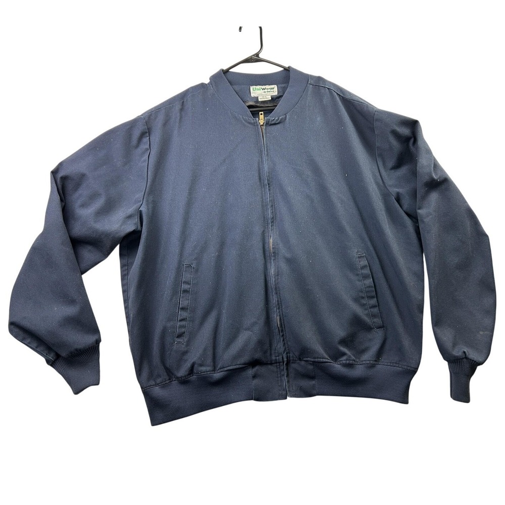 UniWear Solid Bomber Jacket XXL Navy Blue Full Zip Workwear Utility Gorpcore